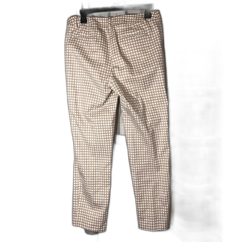 Anne Klein polka dot print pants size 8 faux pockets tan and white - Picture 3 of 4